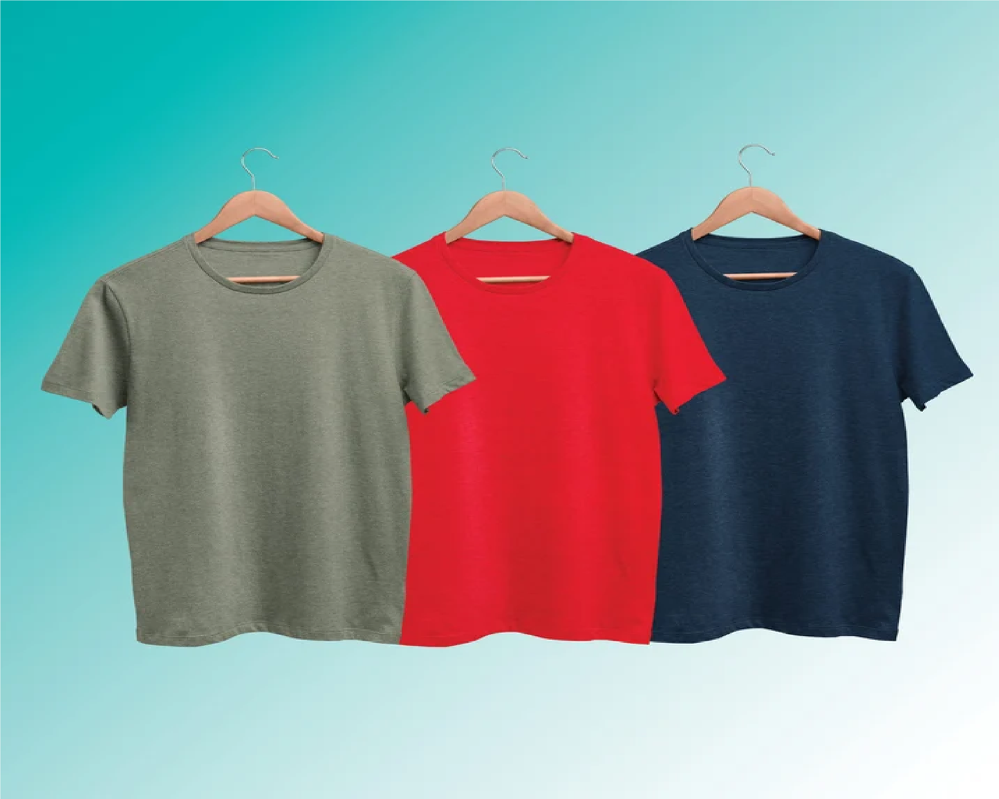 Pack of 3 Plain T-shirts Combo Grey, Red, Navy Blue