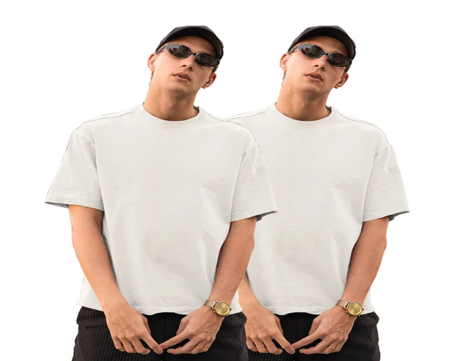 Pack of 2 White Oversized T-shirts Combo