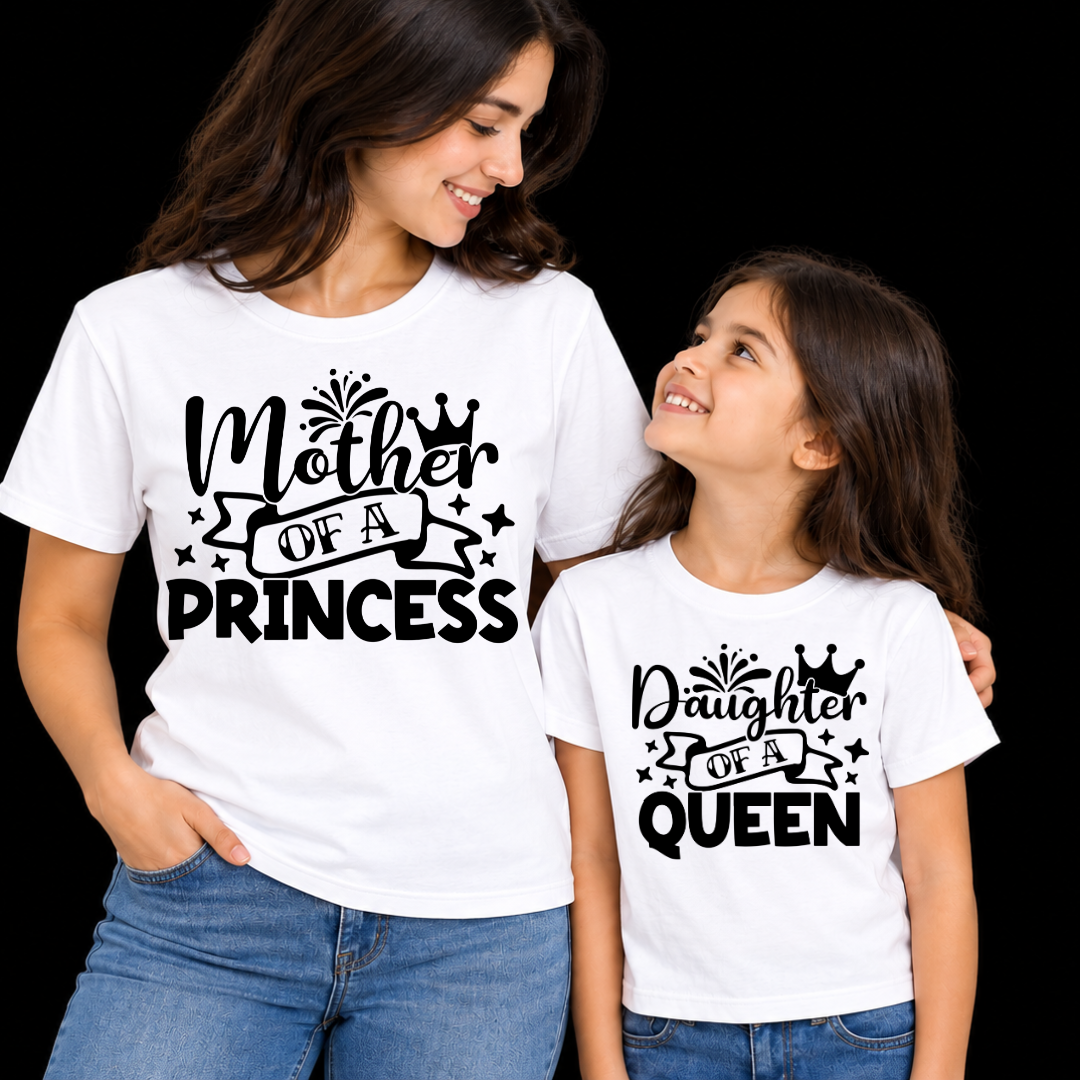 Pack Of 2 T-Shirts Mom-Daughter_Queen & Princess Forever