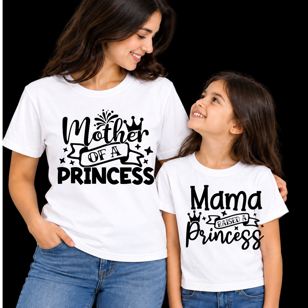 Pack Of 2 T-Shirts Mom-Daughter_Mama Raised a Princess
