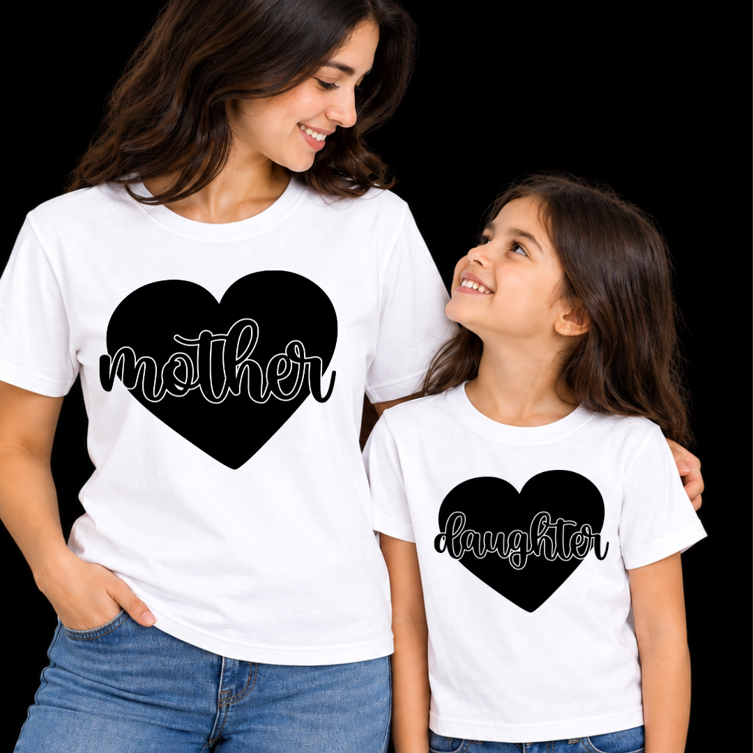 Pack of 2 T-Shirts Mom-Daughter_Two Hearts, One Love