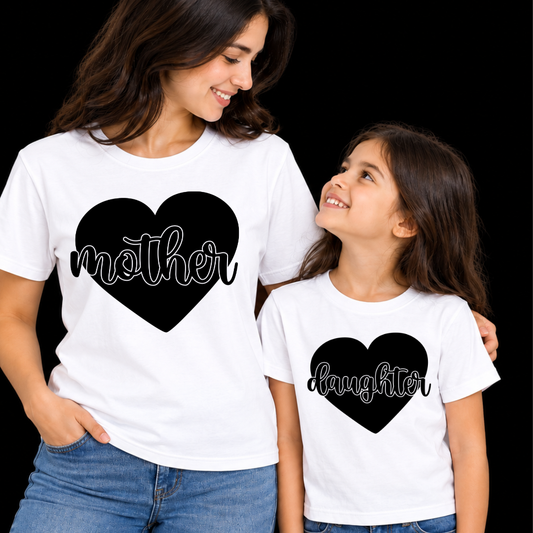 Pack of 2 T-Shirts Mom-Daughter_Two Hearts, One Love