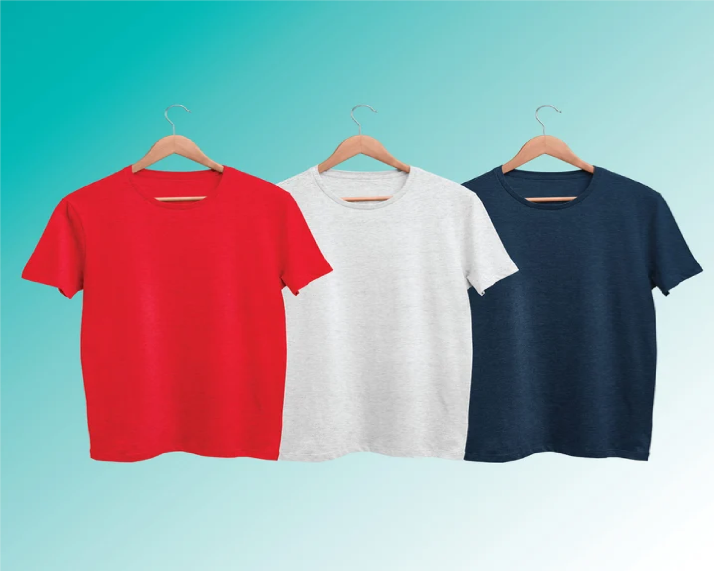 Pack of 3 Plain T-shirts Combo Red, White, Navy Blue