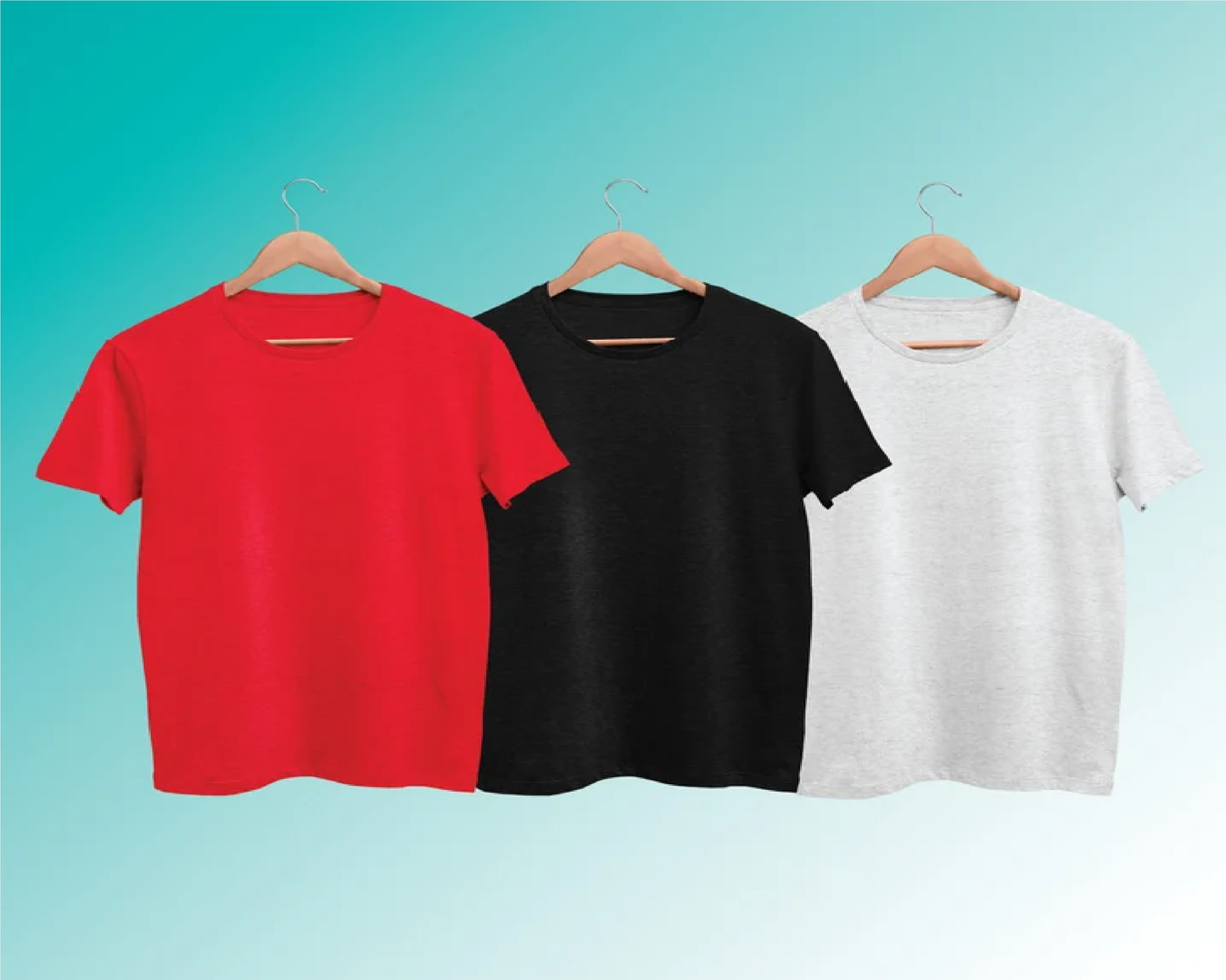 Pack of 3 Plain T-shirts Combo Red, Black, White