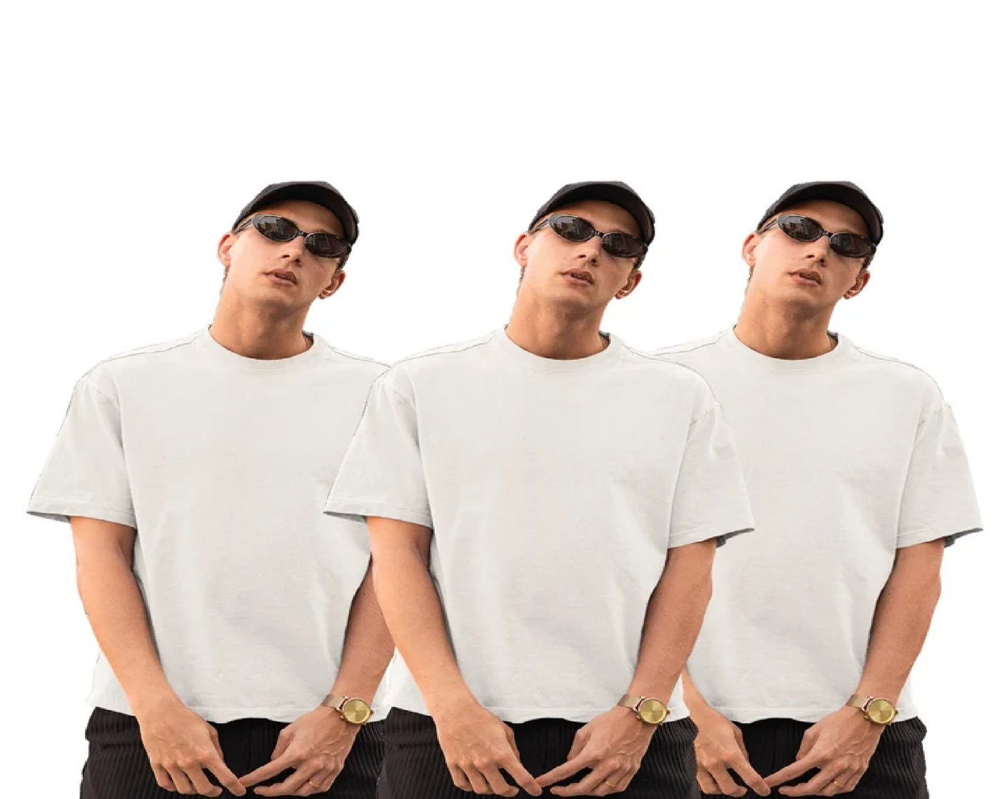 Pack of 3 Oversized White T-shirts Combo