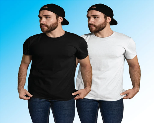 Pack of 2 Plain t-shirts Combo White and Black
