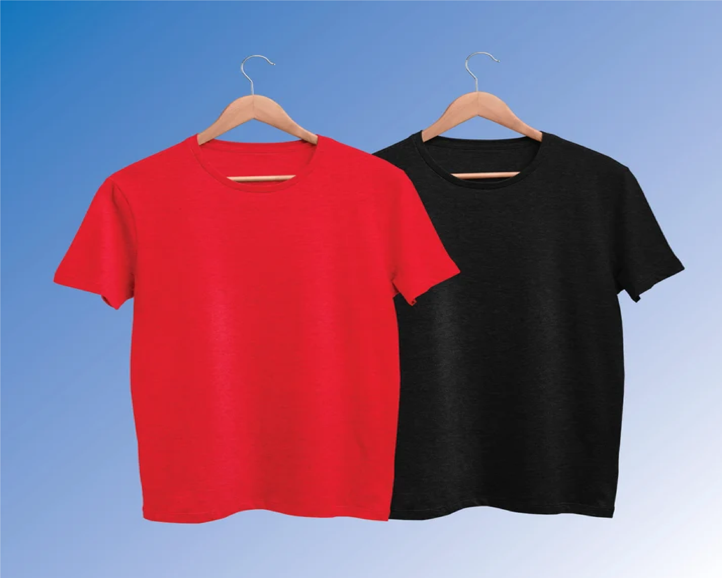 Pack of 2 Plain T-shirts Combo Red and Black