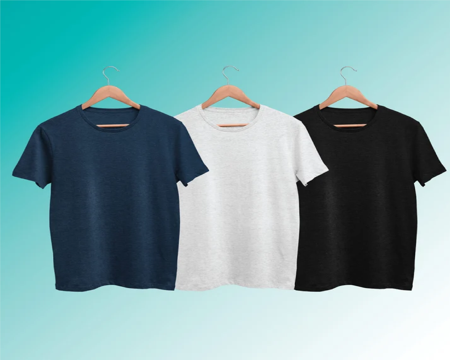 Pack of 3 Plain T-shirts Combo Navy Blue, White, Black