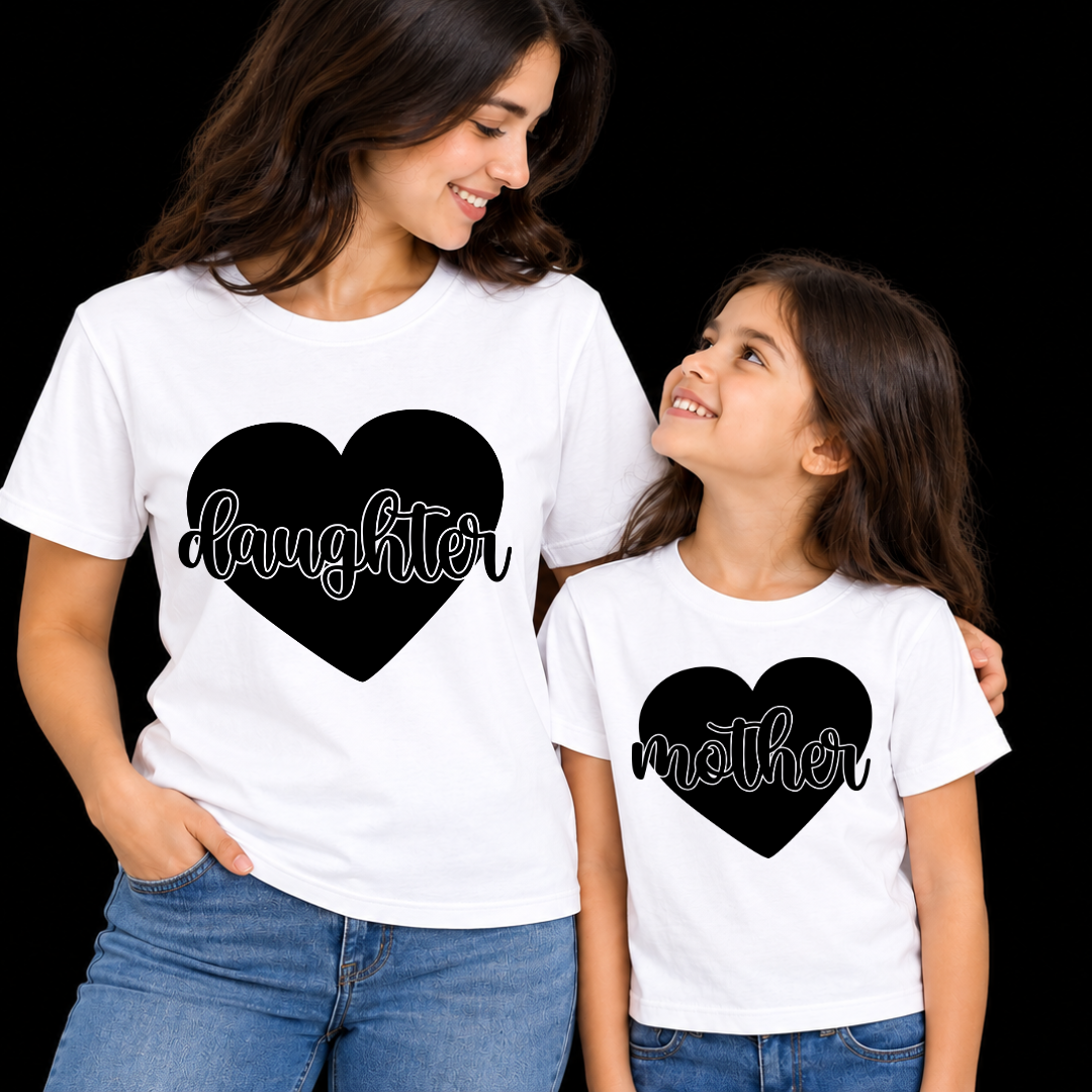 Pack of 2 T-Shirts Mom-Daughter_Two Hearts, One Love