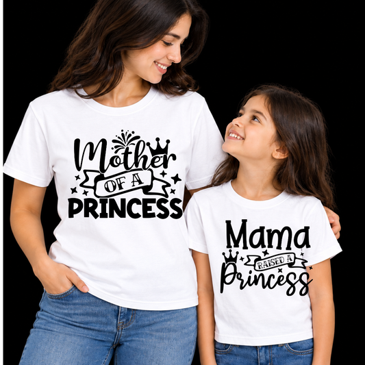 Pack Of 2 T-Shirts Mom-Daughter_Mama Raised A Princess